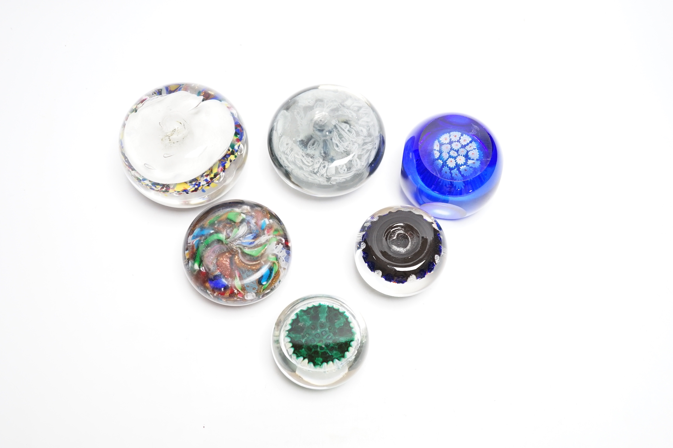 Six 20th century paperweights